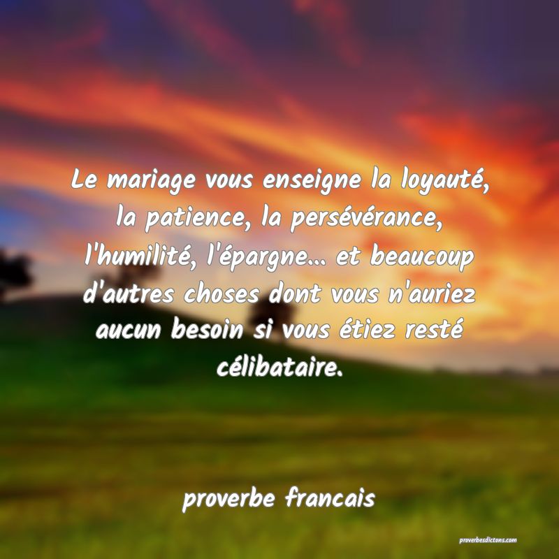 proverbe francais - Le mariage vous enseigne la lo ... 