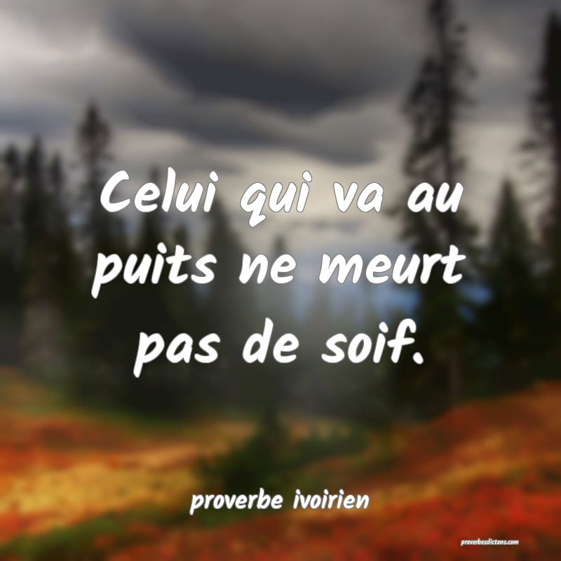 Celui qui va au puits ne meurt pas de soif.