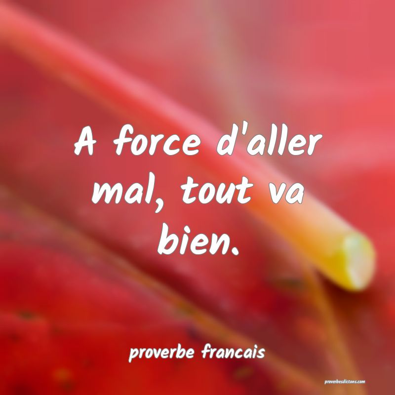 proverbe francais - A force d'aller mal, tout va b ... 