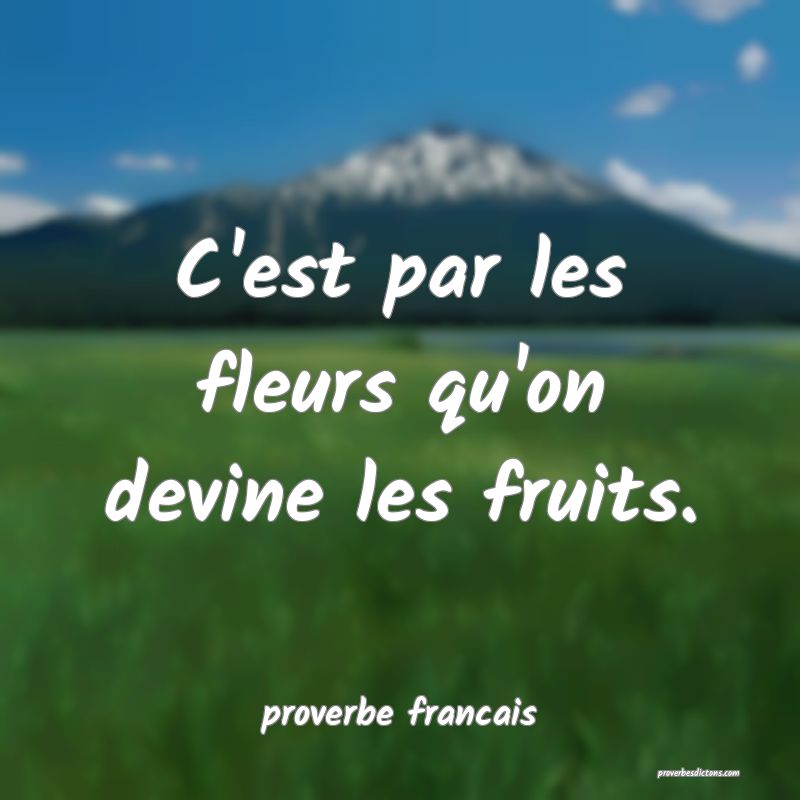 C Est Par Les Fleurs Qu On Devine Les Fruits