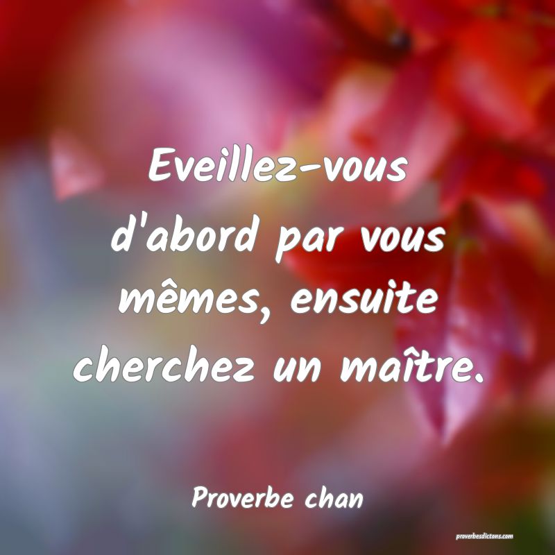 Eveillez-vous d'abord par vous mêmes, ensuite cherchez un maître.