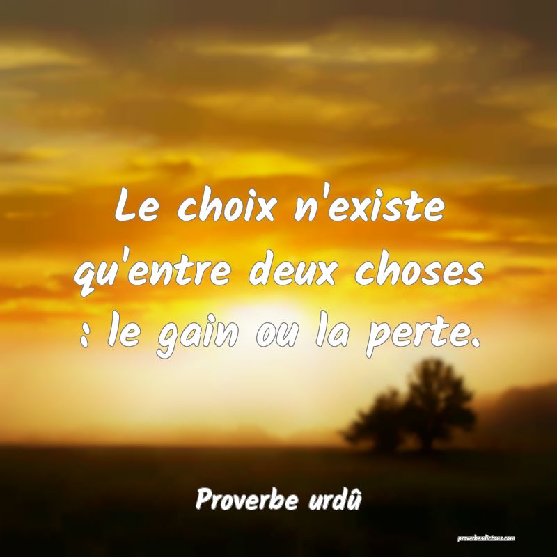 Le Choix N Existe Qu Entre Deux Choses Le Gain O