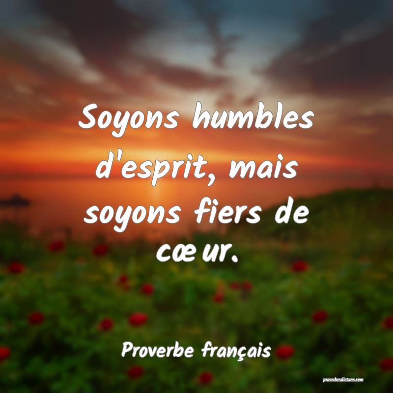 Proverbe français - Soyons humbles d'esprit, mais ... 