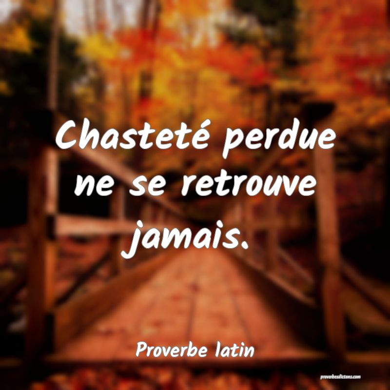 Proverbe latin - Chasteté perdue ne se retrouve j ... 