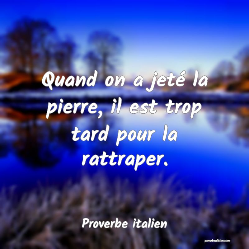 Quand On A Jete La Pierre Il Est Trop Tard Pour