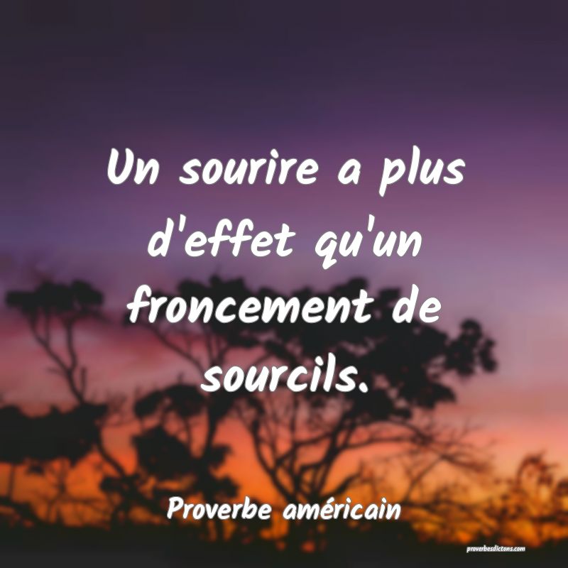 Un sourire a plus d'effet qu'un froncement de sourcils.