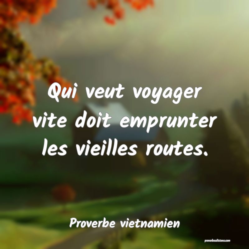 Proverbe vietnamien -  Qui veut voyager vite doit  ... 