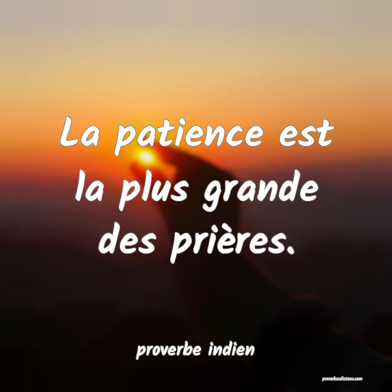  La patience est la plus grande des prières.