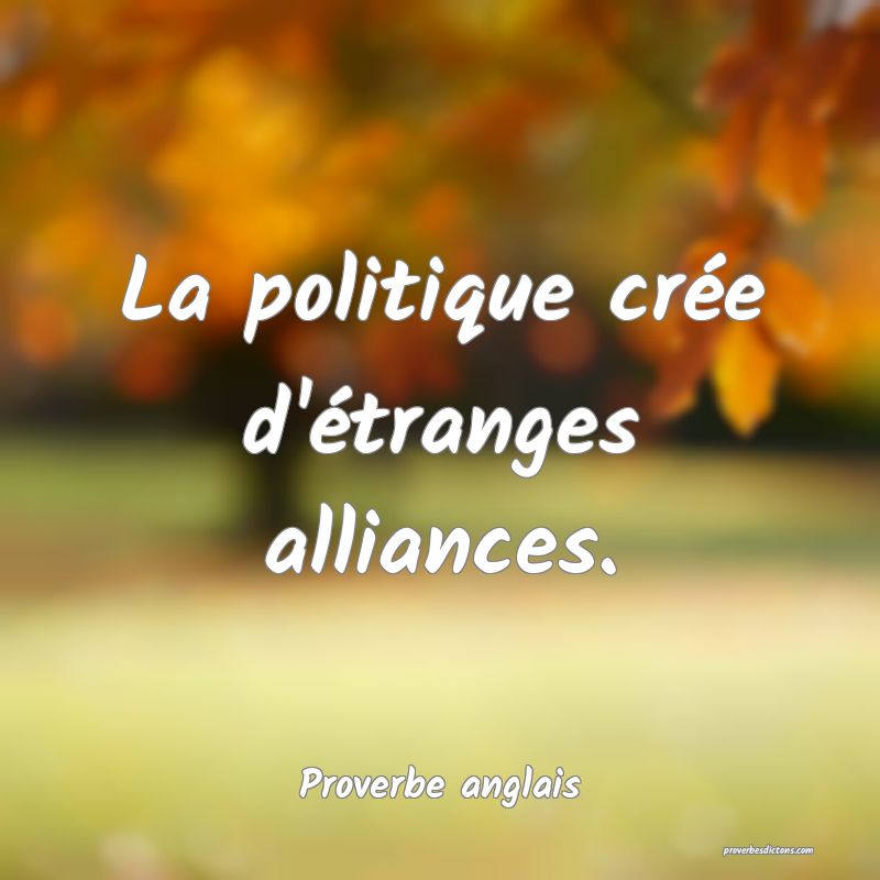 La politique crée d'étranges alliances.