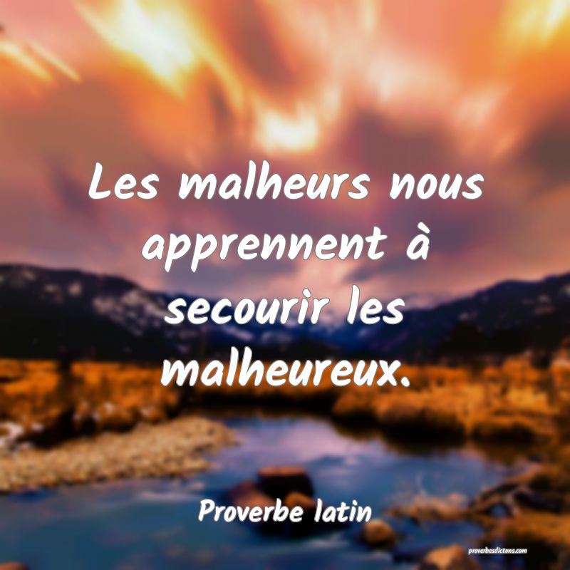 Les malheurs nous apprennent à secourir les malhe...
