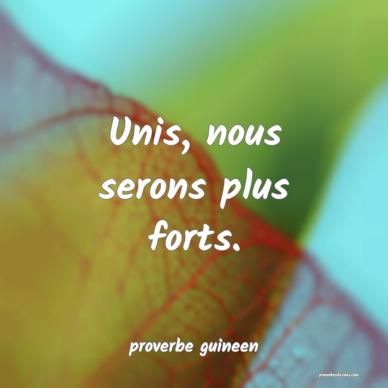 Unis, Nous Serons Plus Forts....