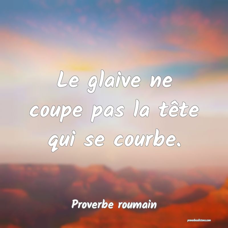 Le glaive ne coupe pas la tête qui se courbe.