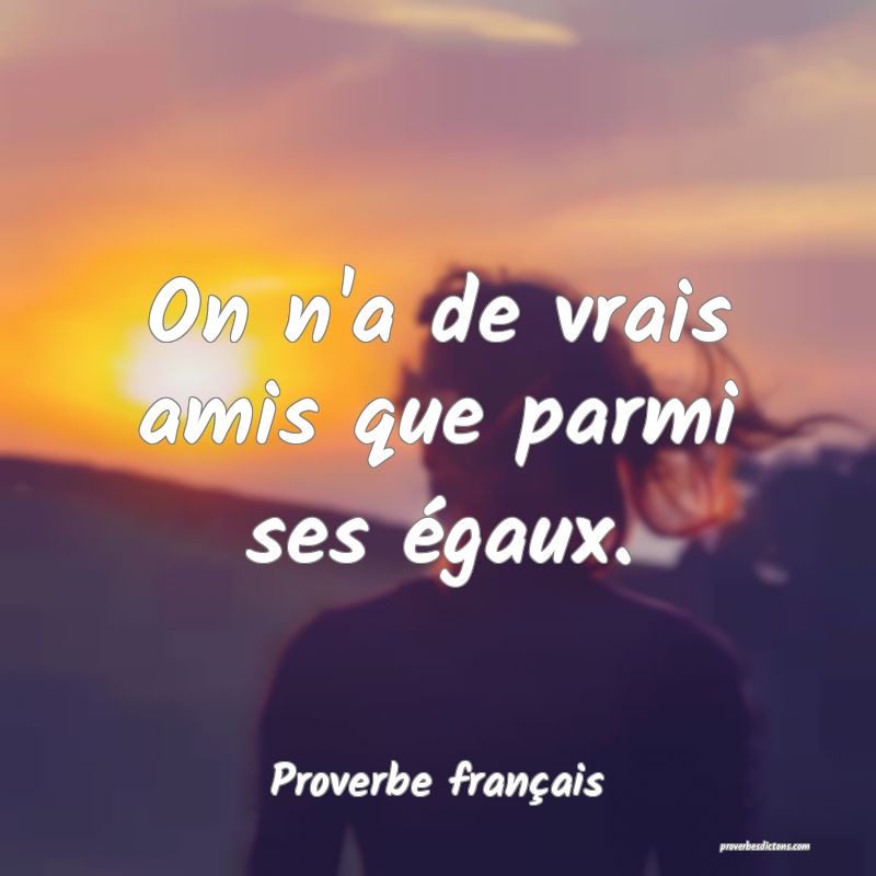 On n'a de vrais amis que parmi ses égaux.