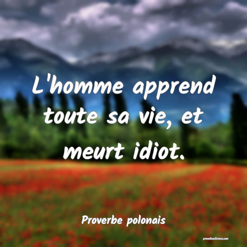 L Homme Apprend Toute Sa Vie Et Meurt Idiot