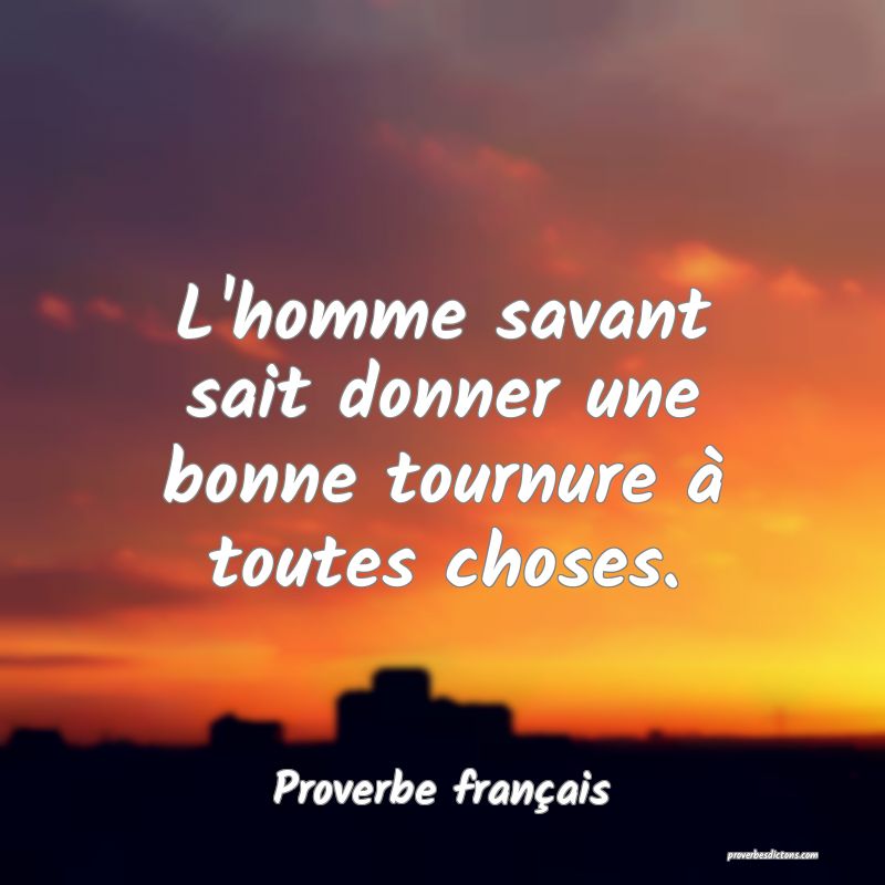 Proverbe français - L'homme savant sait donner un ... 