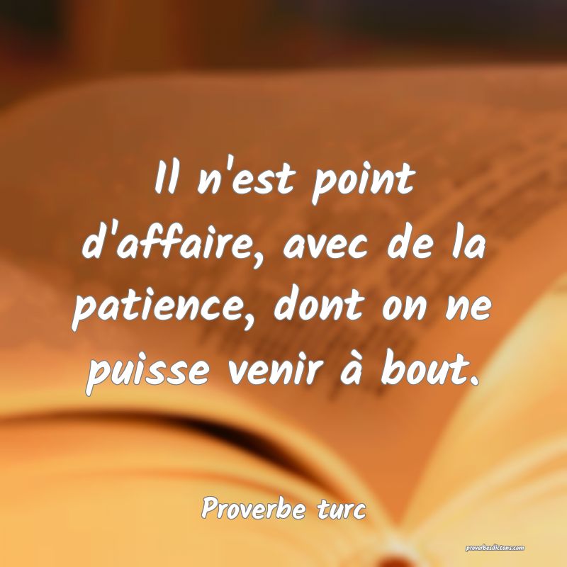 Il n'est point d'affaire, avec de la patience, dont on ne puisse venir à bout.