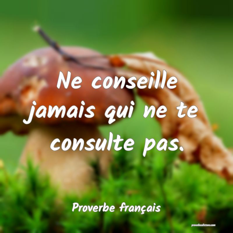 Proverbe français - Ne conseille jamais qui ne te ... 