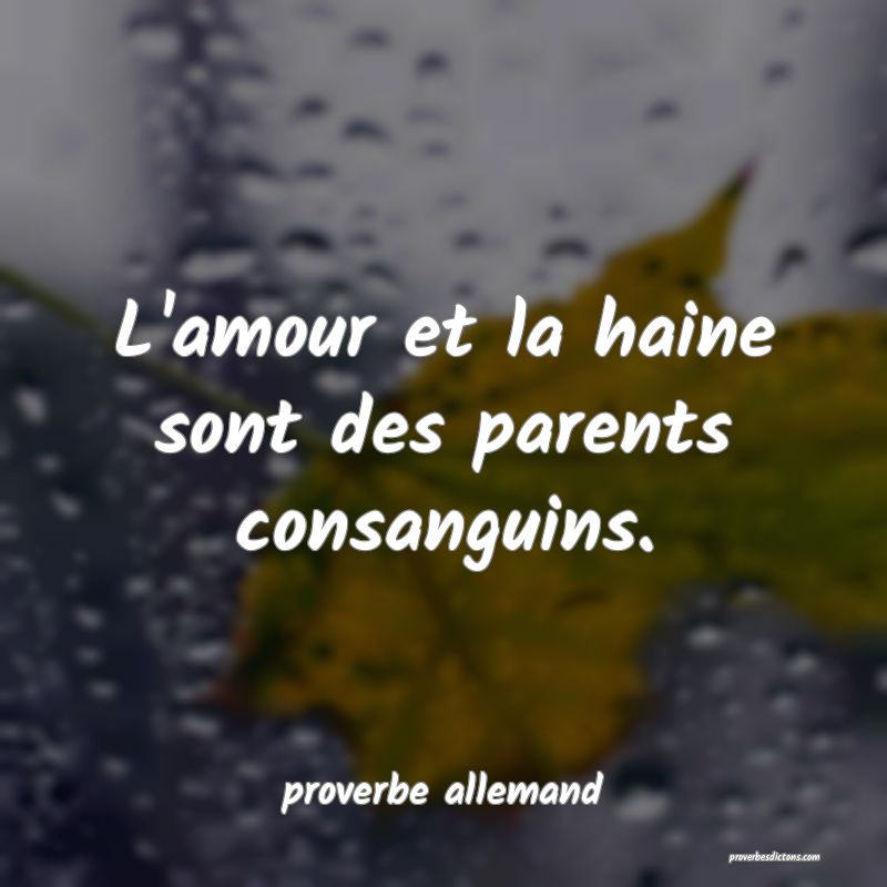 L Amour Et La Haine Sont Des Parents Consanguins