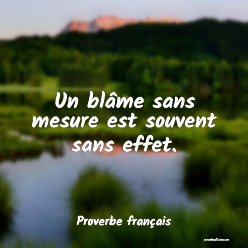 Proverbe français - Un blâme sans mesure est sou ... 