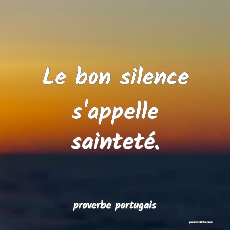  Le bon silence s'appelle sainteté.