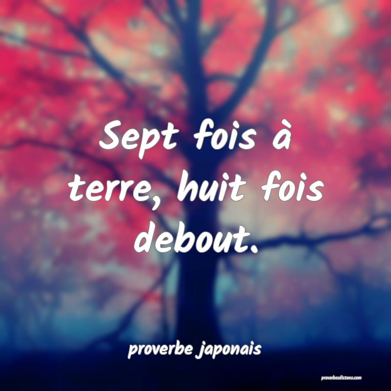 Sept fois à terre, huit fois debout.... Sept fois à terre, huit fois debout....