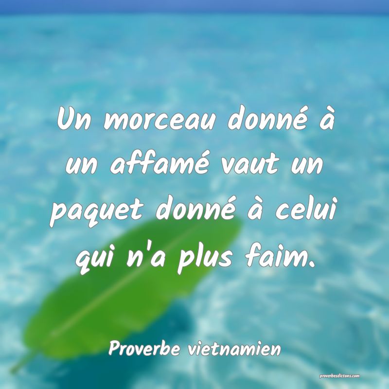 Proverbe vietnamien -  Un morceau donné à un aff ... 