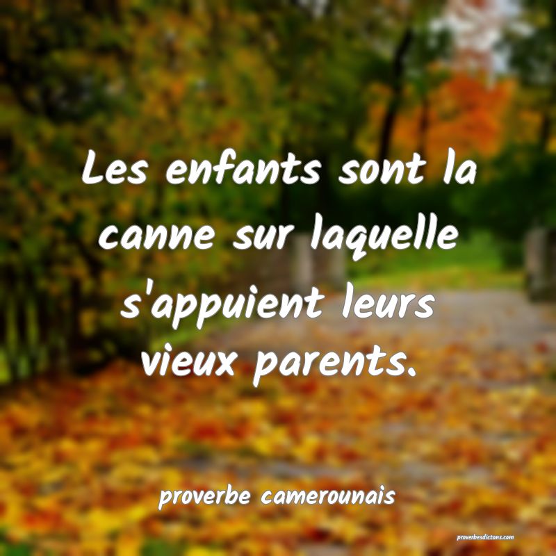 proverbe camerounais - Les enfants sont la canne s ... 