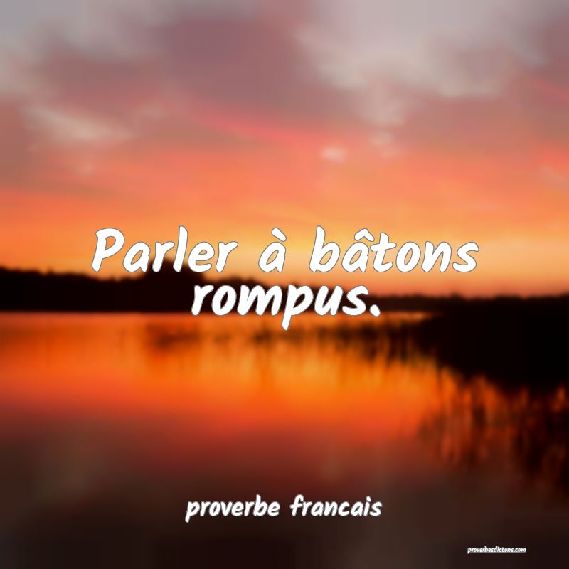proverbe francais -  Parler à bâtons rompus. ... 