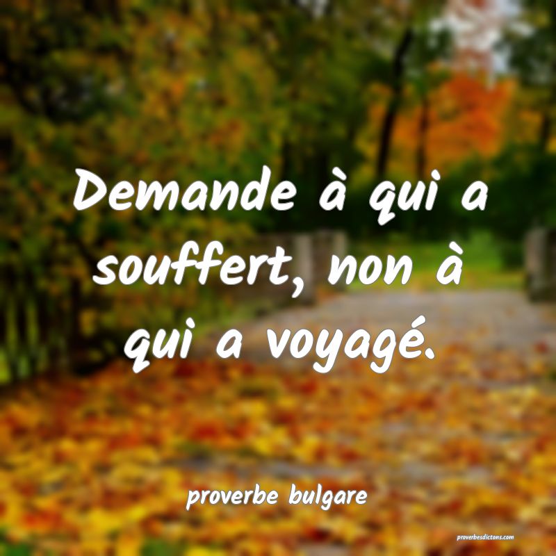  Demande à qui a souffert, non à qui a voyagé.