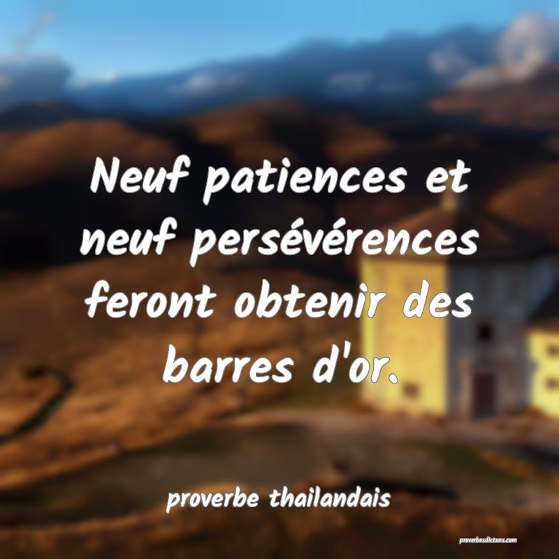 proverbe thailandais -  Neuf patiences et neuf per ... 