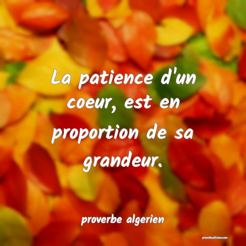  La patience d'un coeur, est en proportion de sa grandeur.