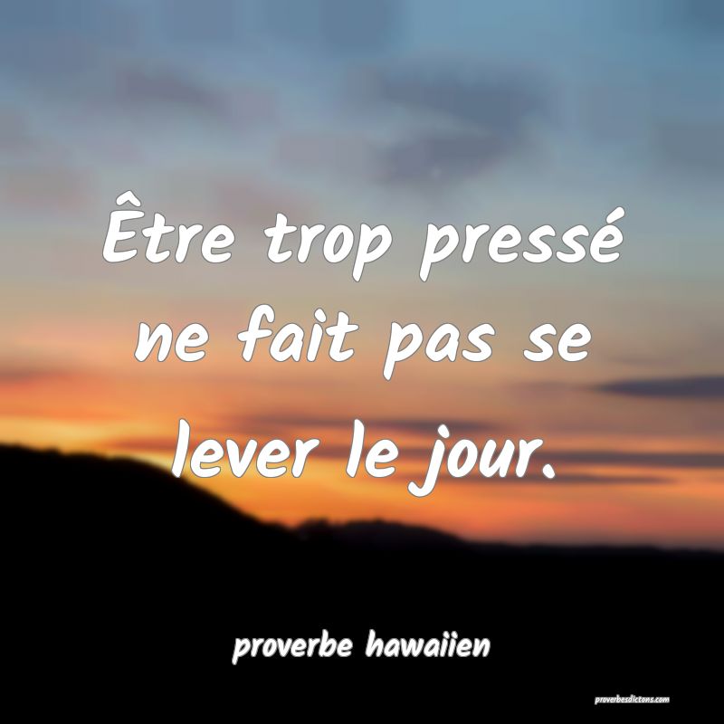 Etre Trop Presse Ne Fait Pas Se Lever Le Jour