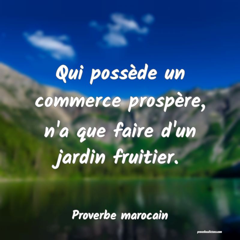 Proverbe marocain - Qui possède un commerce prosp ... 