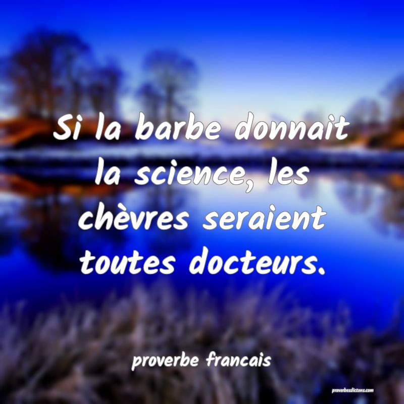  Si la barbe donnait la science, les chèvres seraient toutes docteurs.