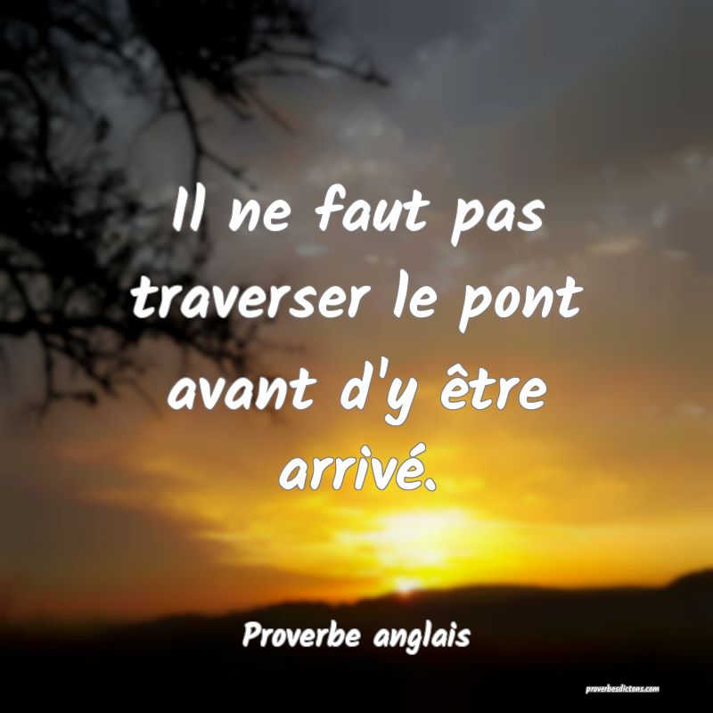  Il ne faut pas traverser le pont avant d'y être arrivé.
