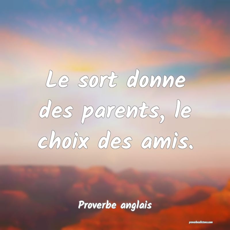 Le Sort Fait Les Parents Le Choix Fait Les Amis