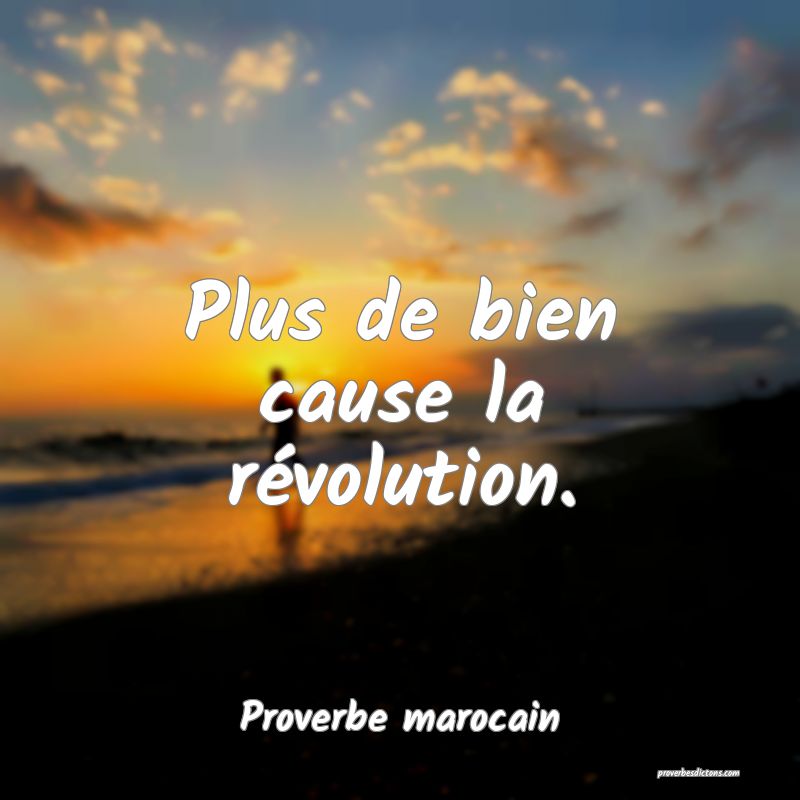 Proverbe marocain -  Plus de bien cause la révolu ... 