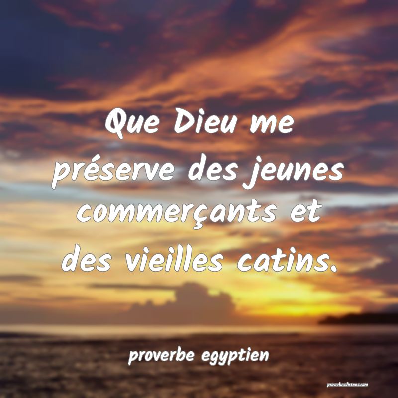  Que Dieu me préserve des jeunes commerçants et des vieilles catins.