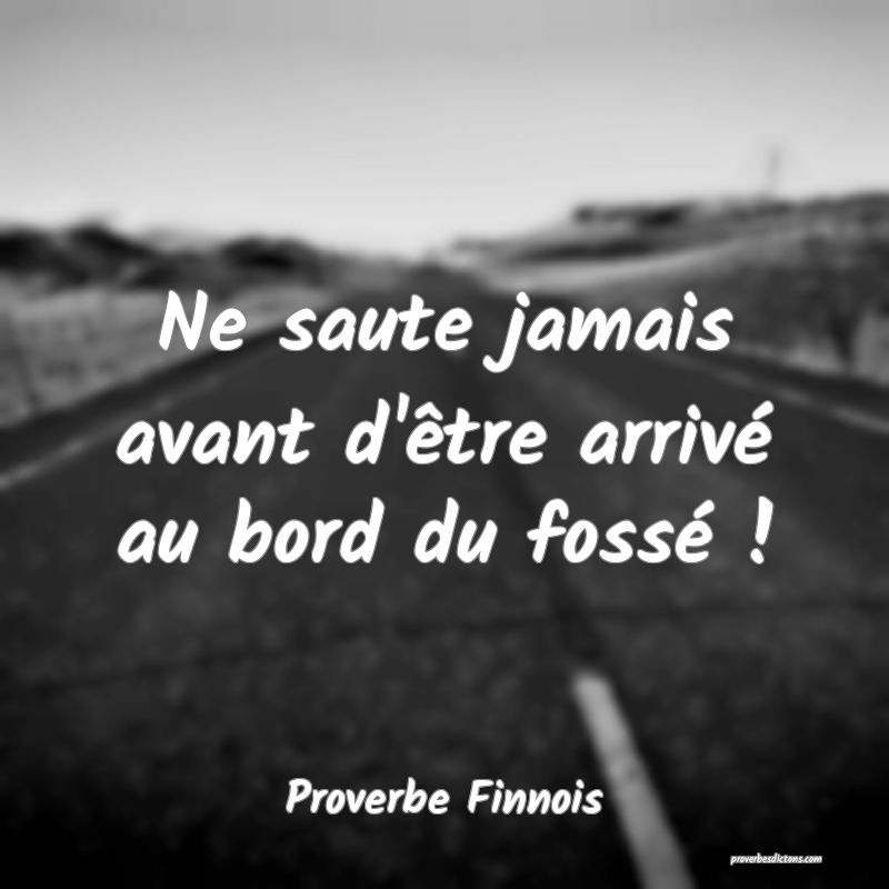  Ne saute jamais avant d'être arrivé au bord du fossé !