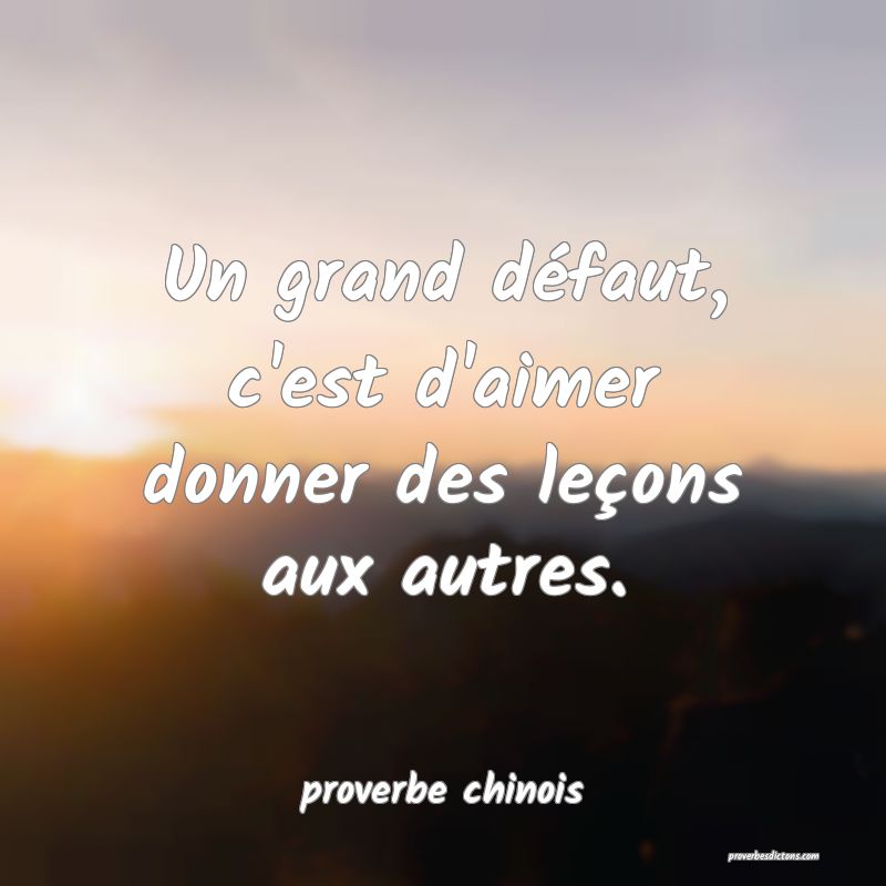 Avant De Donner Des Leçons Aux Autres Un grand défaut, c'est d'aimer donner des leçons...