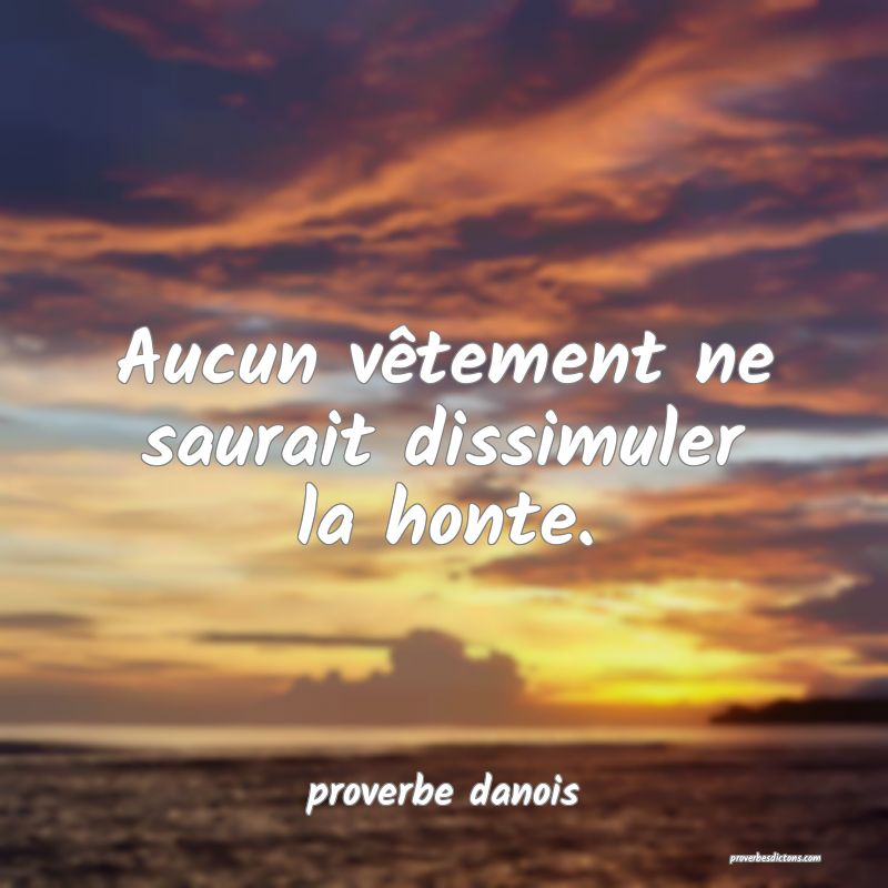  Aucun vêtement ne saurait dissimuler la honte.
