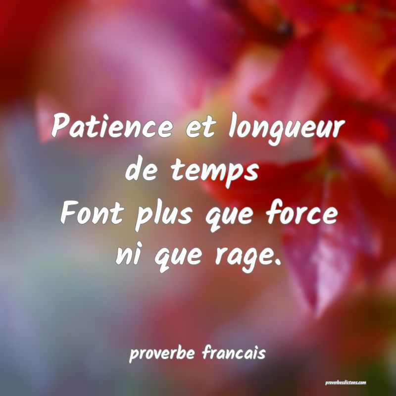 Patience et longueur de temps 
Font plus que force ni que rage.