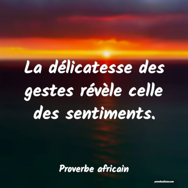 Proverbe africain - La délicatesse des gestes ré ... 