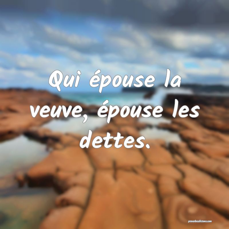 Qui épouse la veuve, épouse les dettes....