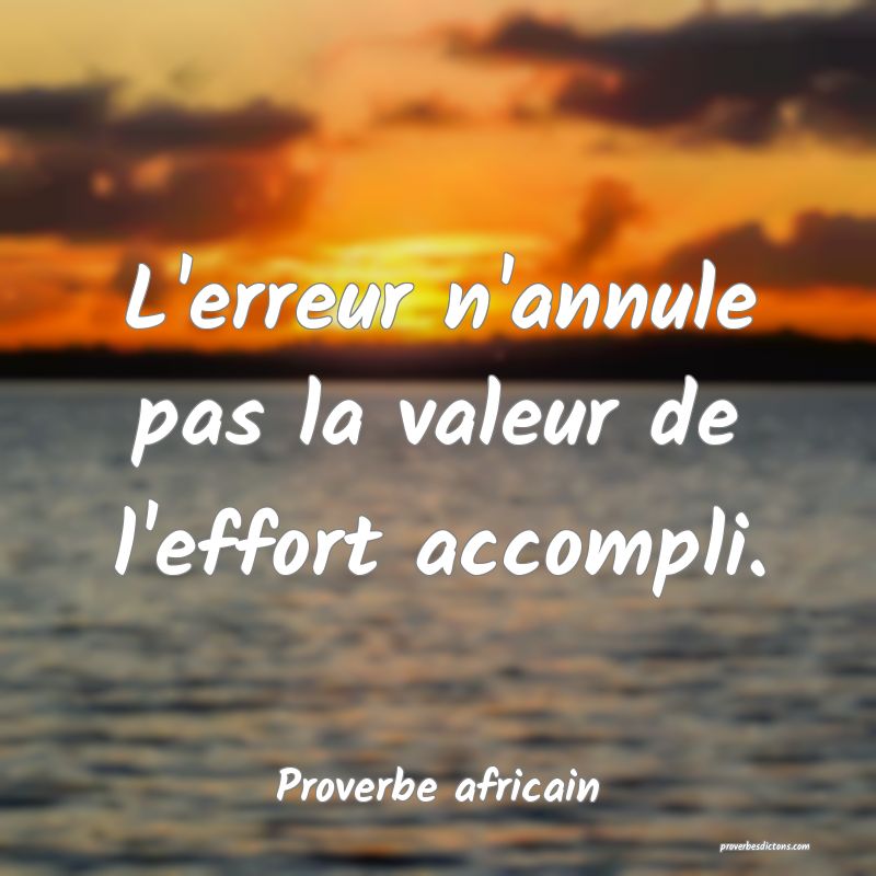 Proverbe africain - L'erreur n'annule pas la valeu ... 