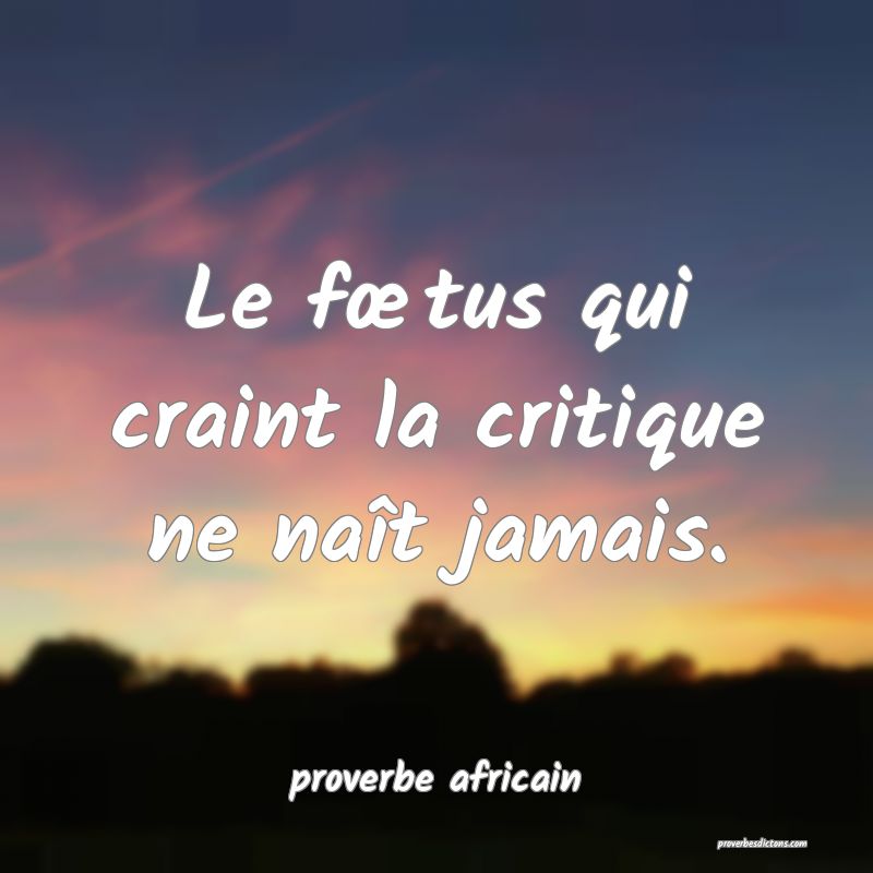 proverbe africain - Le ftus qui craint la critiq ... 