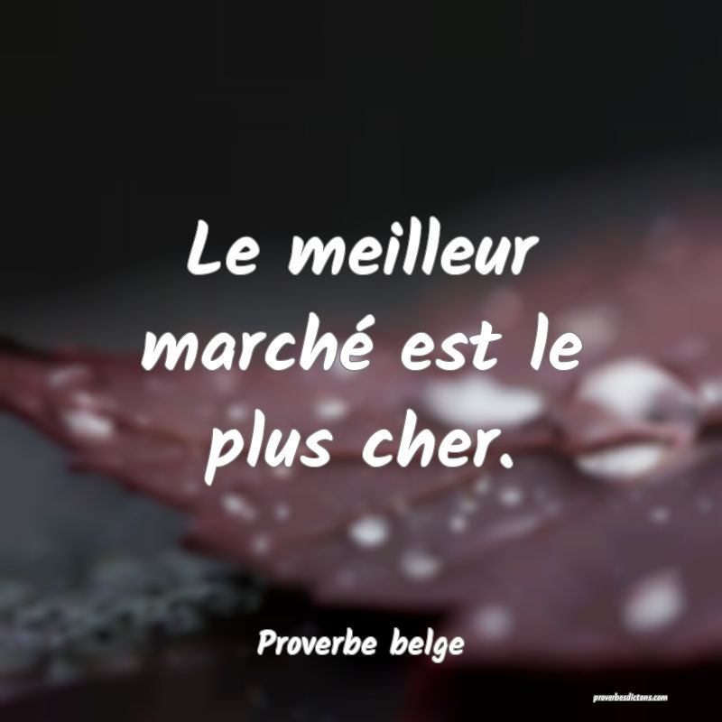 Proverbe belge - Le meilleur marché est le plus c ... 