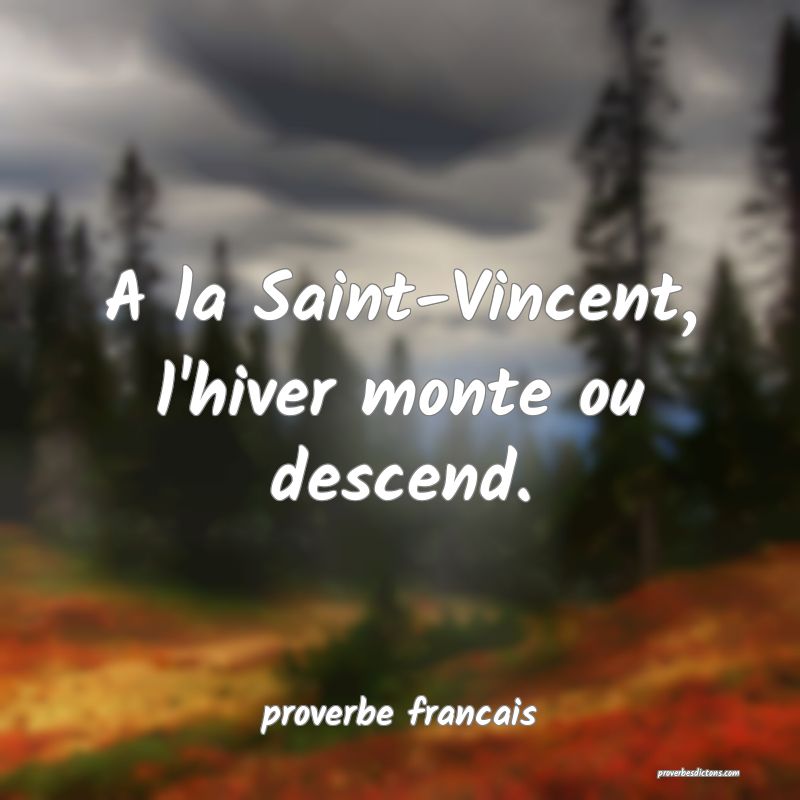 A la Saint-Vincent, l'hiver monte ou descend.