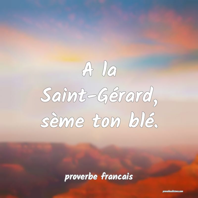 A la Saint-Gérard, sème ton blé.