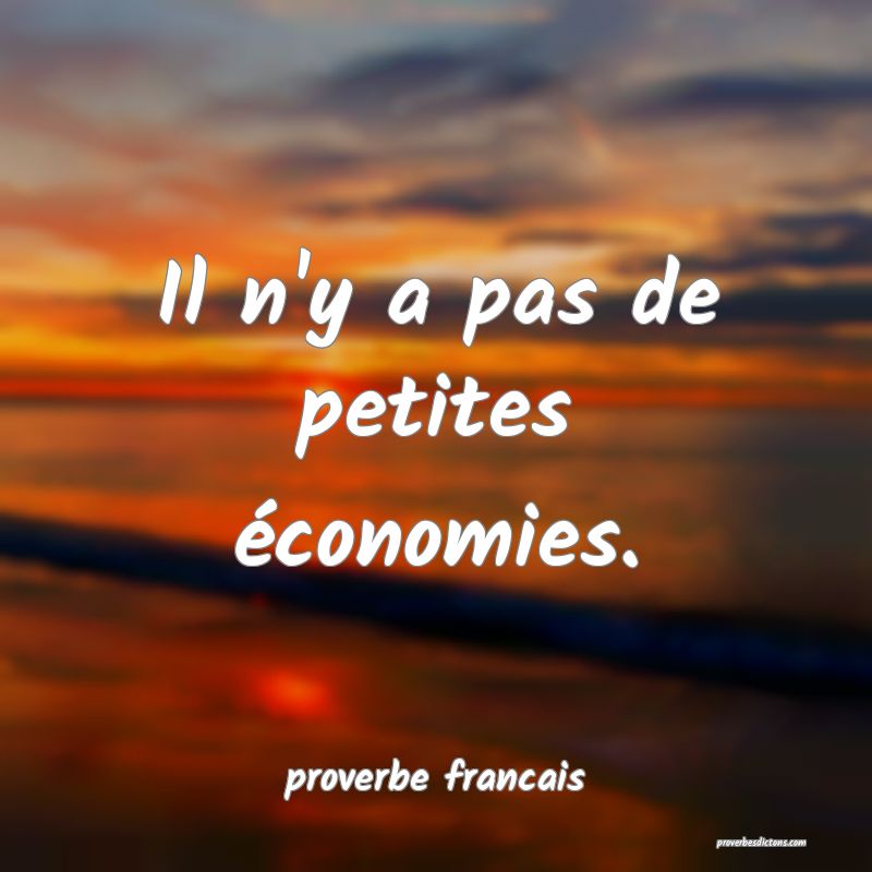 Il n'y a pas de petites économies.